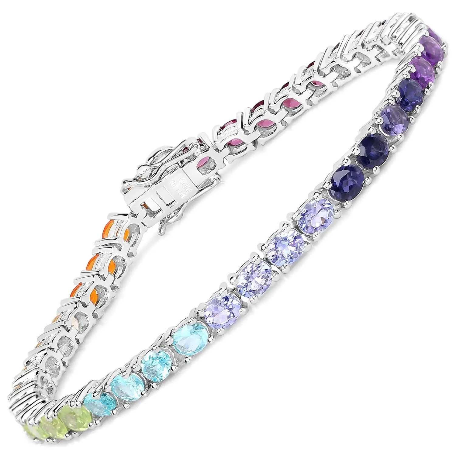 12.04 Ct Genuine Multi Stone .925 Sterling Silver Bracelet