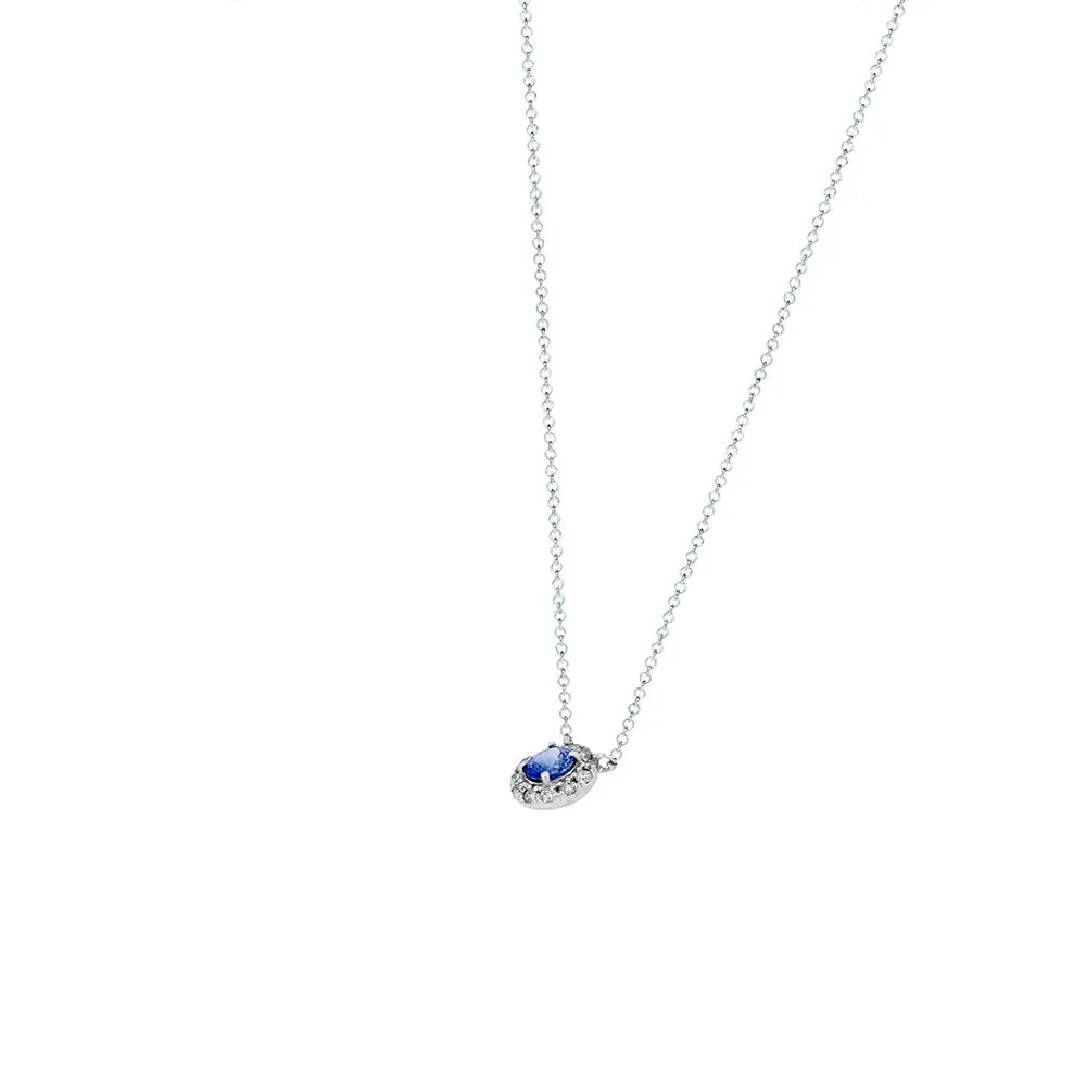 14 Karat White Gold Sapphire and Diamond Pendant