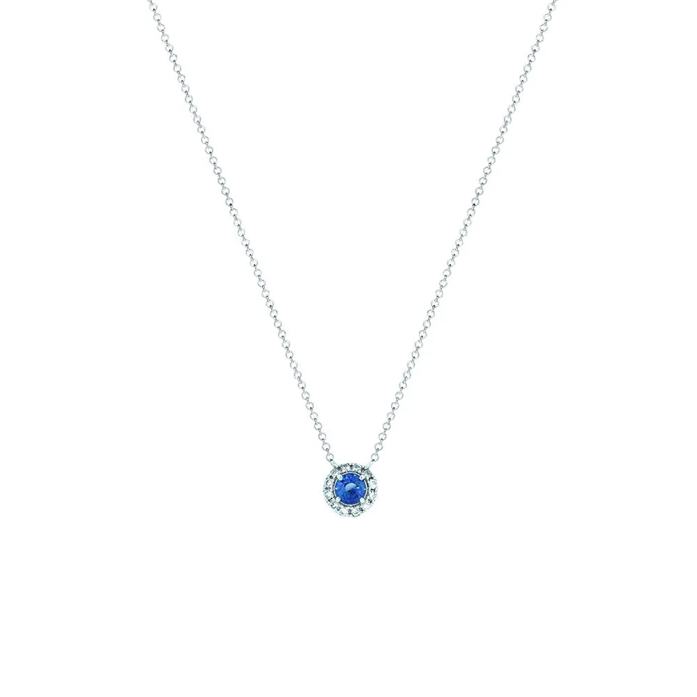 14 Karat White Gold Sapphire and Diamond Pendant