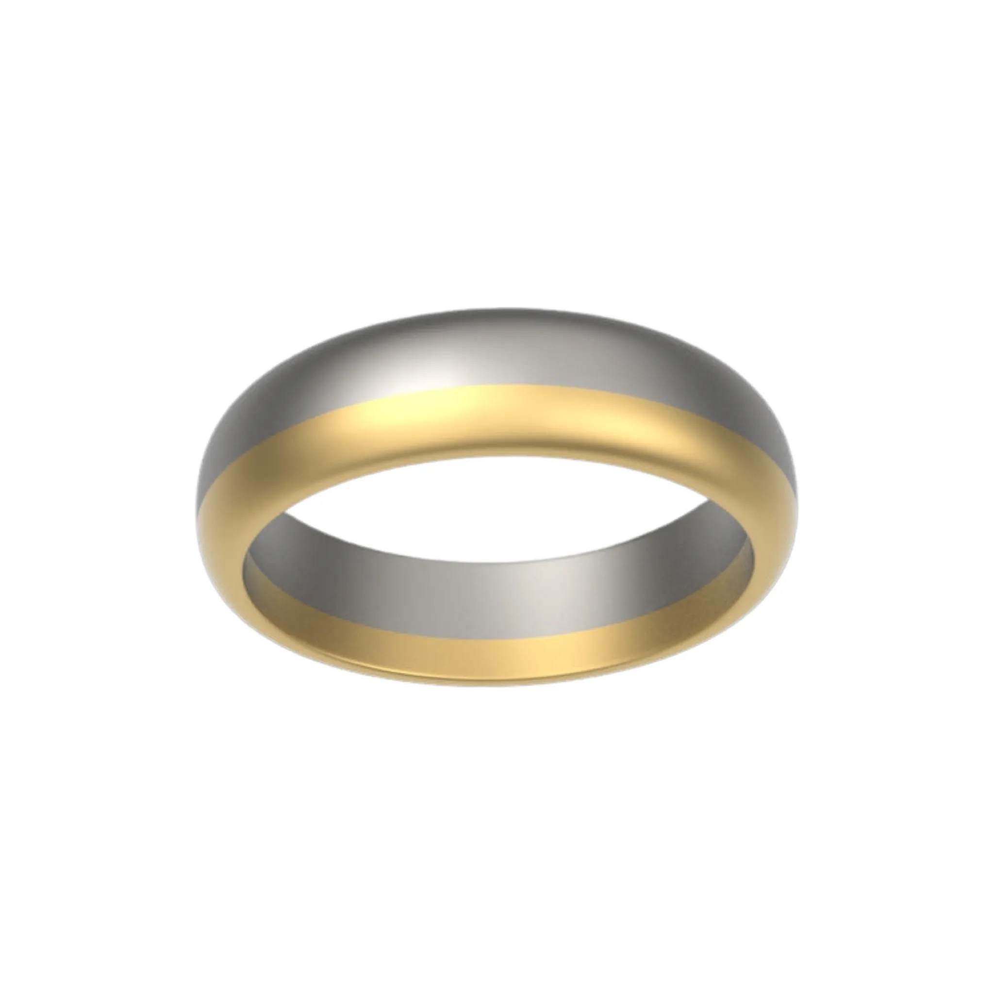 14k Gold and Sterling Silver 7.2 mm Modern Two-tone Mixed Metal Ring