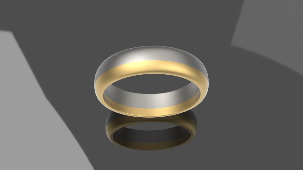 14k Gold and Sterling Silver 7.2 mm Modern Two-tone Mixed Metal Ring