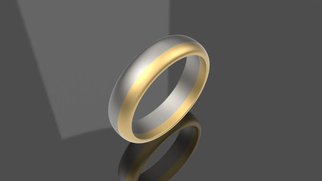 14k Gold and Sterling Silver 7.2 mm Modern Two-tone Mixed Metal Ring