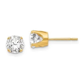 14KT Yellow Gold 5.8MM Round Cubic Zirconia Stud Earrings