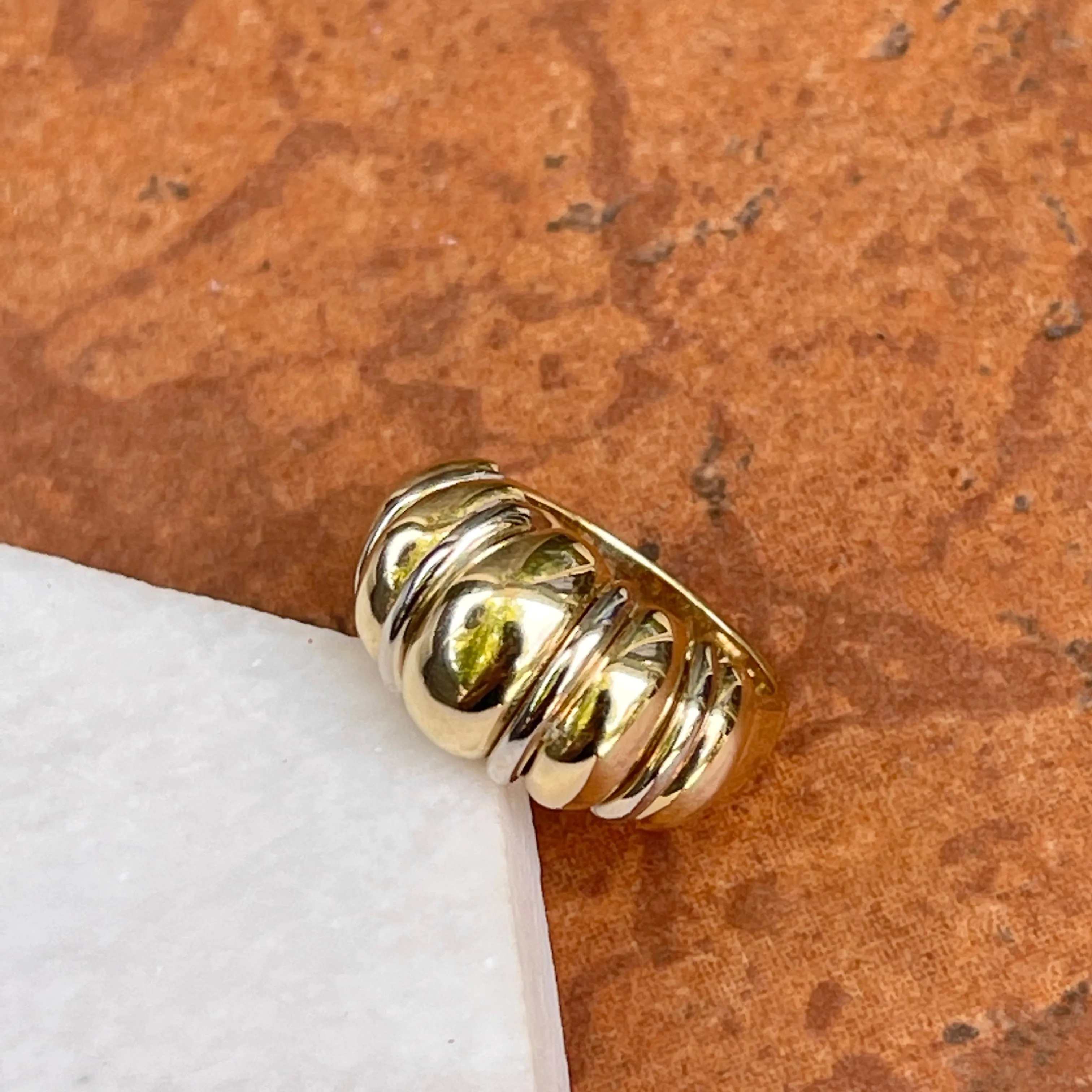 14KT Yellow Gold   White Gold Dome Shrimp Cigar Band Ring