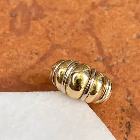 14KT Yellow Gold   White Gold Dome Shrimp Cigar Band Ring