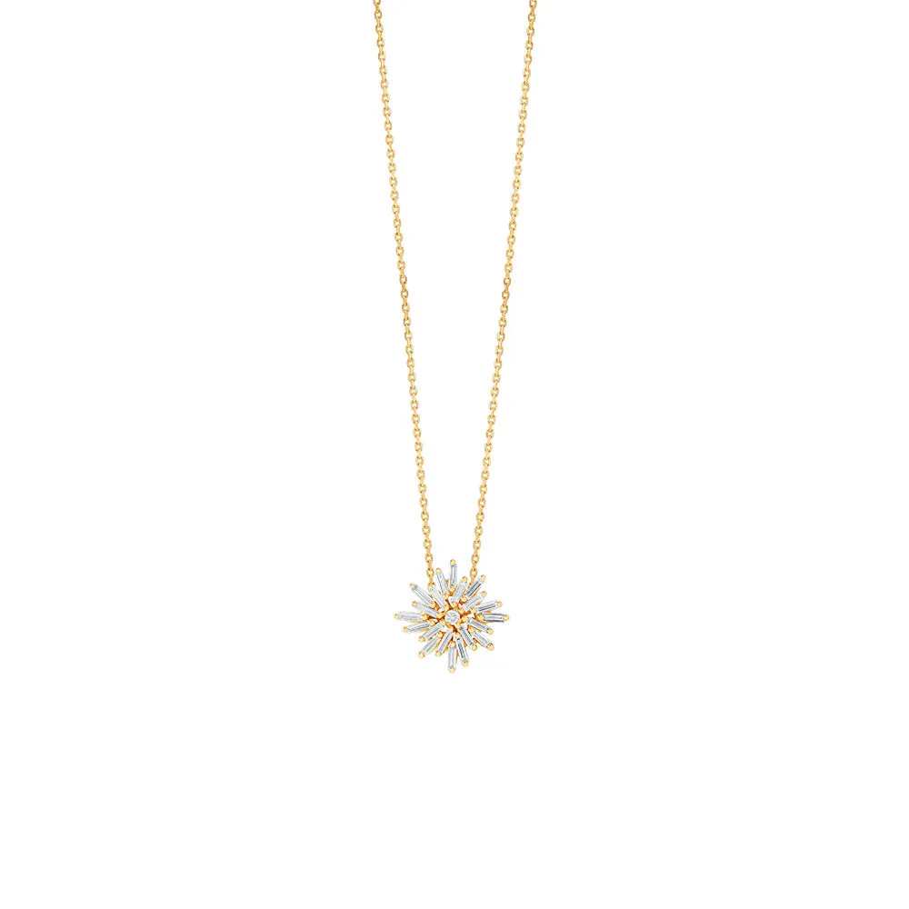 18 Karat Yellow Gold mini star pendant with Baguette and White Diamonds