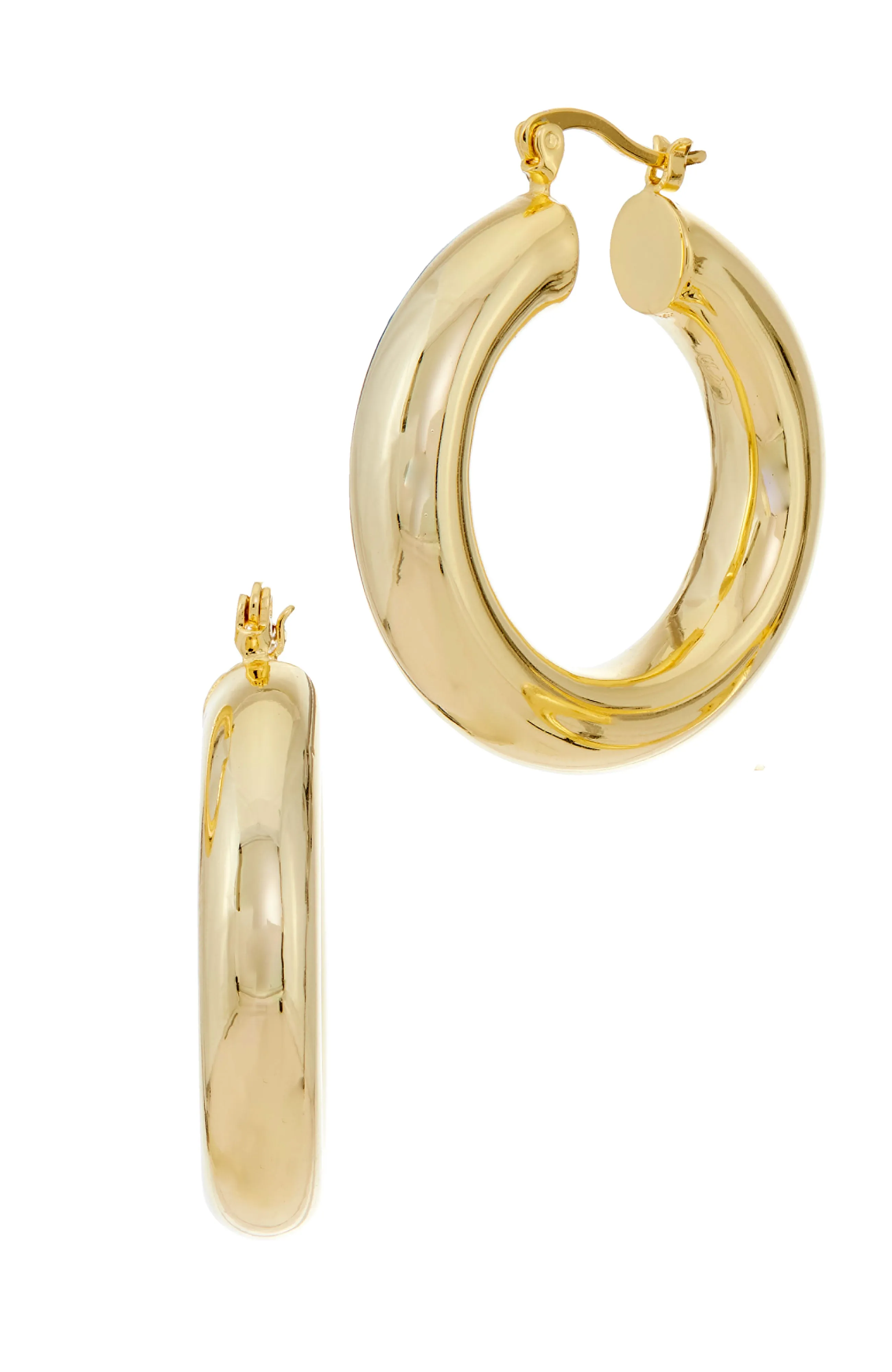 18K GOLD PLATED 35mm STERLING SILVER HOOP EARRING