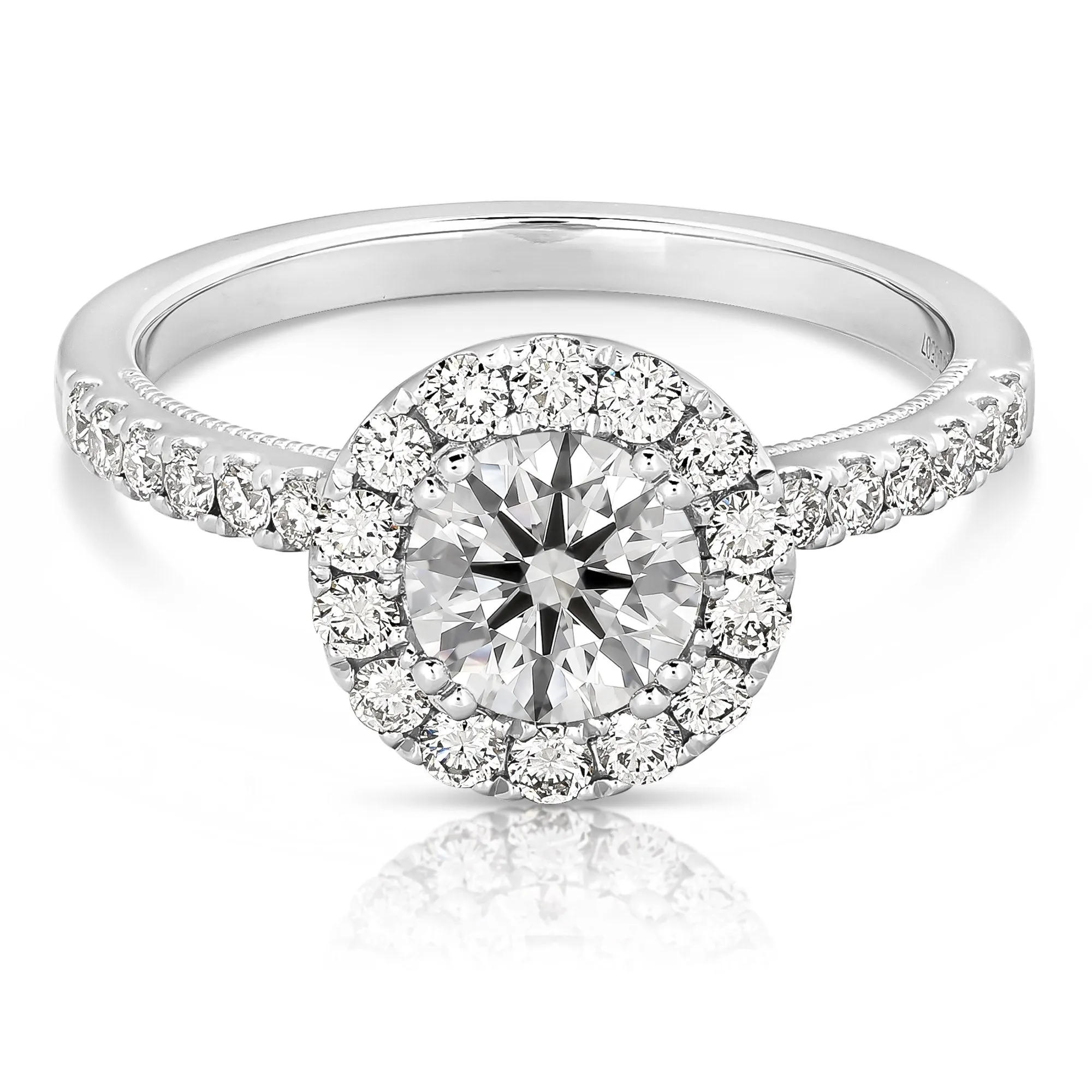 2 1/2 Ct Total Weight Round Lab Grown Halo Engagement Ring