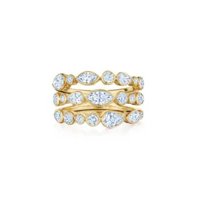 3-Row Ring with Mixed Shape Diamonds