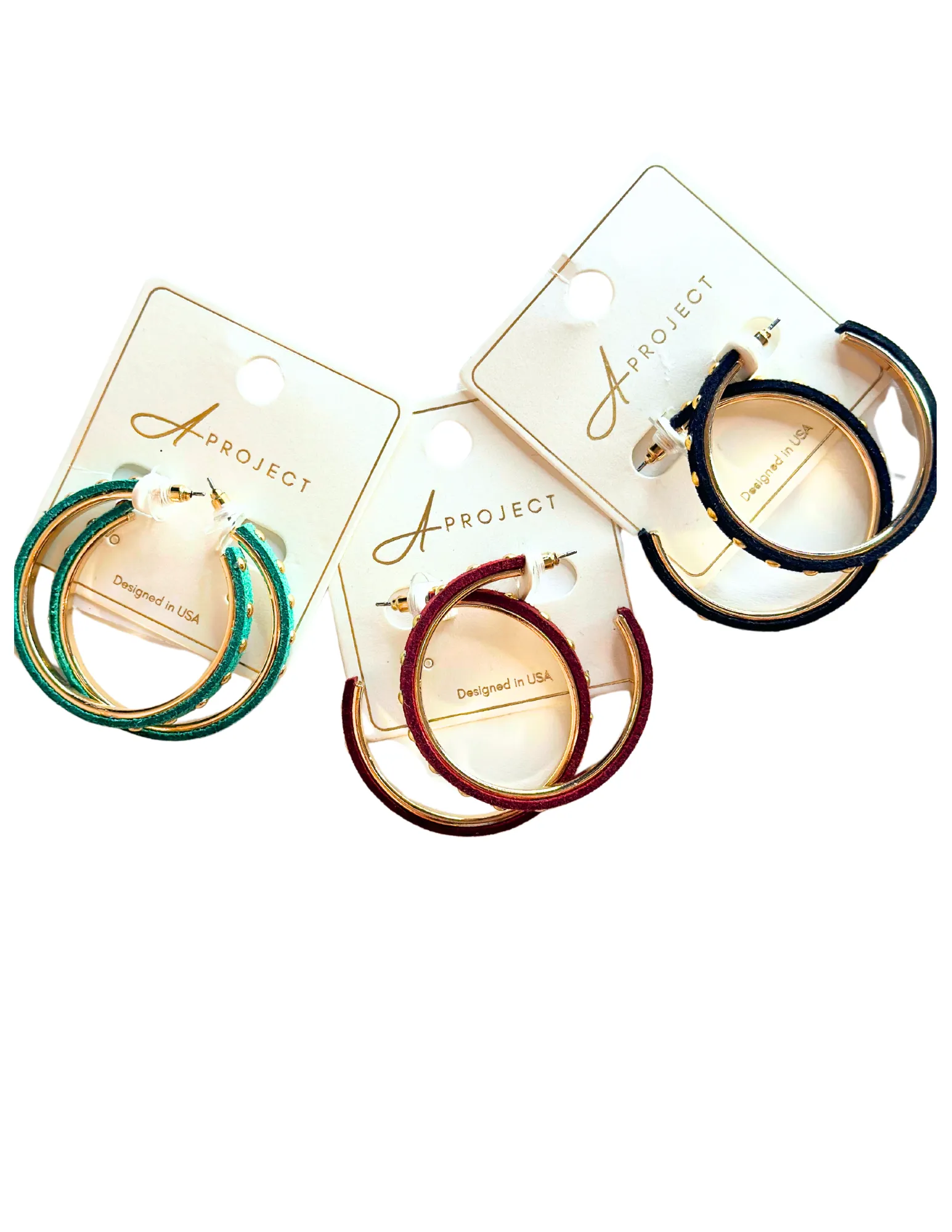 45mm Leather Hoop Earrings - Wine