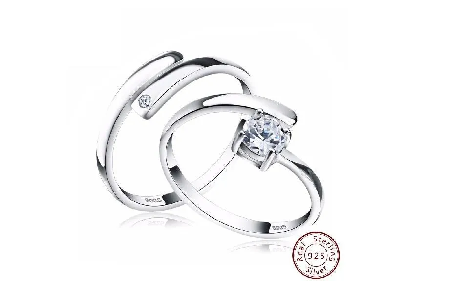 925 Silver Ring Set with CZ Fine, resizeable