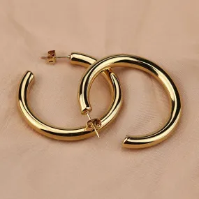 A&A Round Steel Hoop Earrings