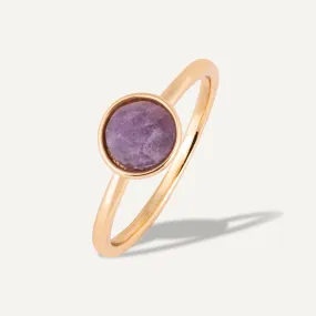 Amethyst Gem Stone Ring Size 18 In Gold-Tone