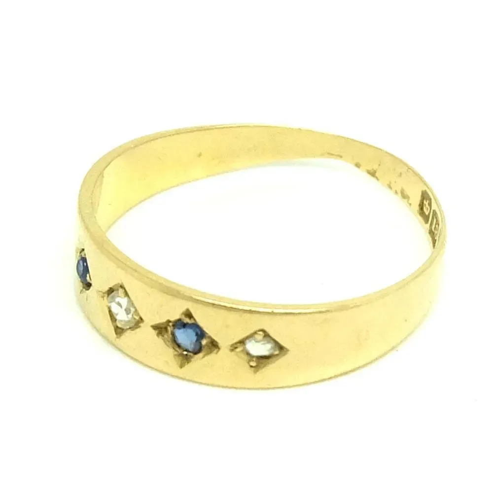 Antique Victorian 1900 Diamond & Sapphire 18ct Yellow Gold Ring