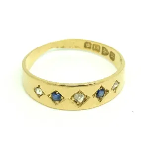 Antique Victorian 1900 Diamond & Sapphire 18ct Yellow Gold Ring