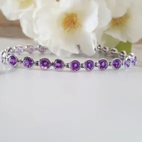 Arizona Amethyst Gold Jewelry Amethyst Stone Bezel Set Sleek Bracelet