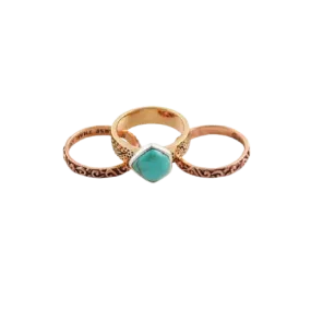 Barse Bronze Copper and Turquoise Stack Ring