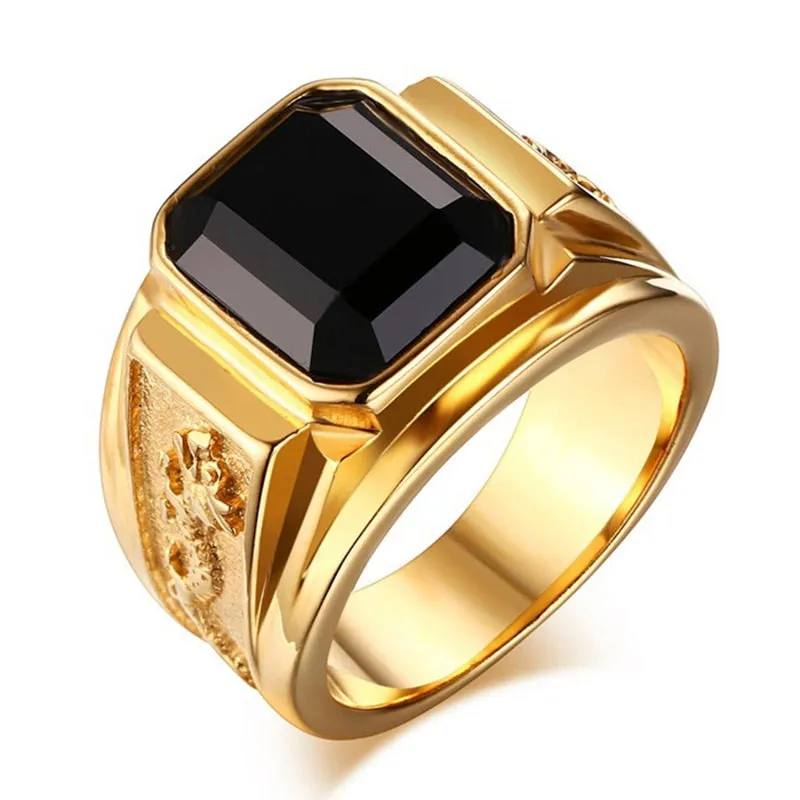 Biker Punk Style Rings for Men Width Signet Square Finger Fashion