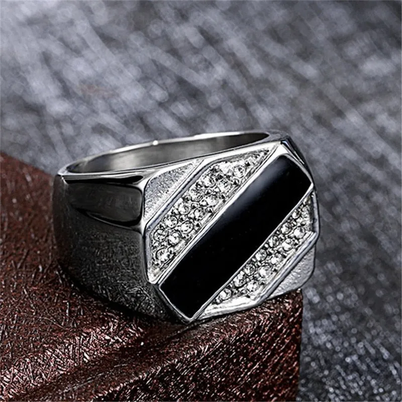 Biker Punk Style Rings for Men Width Signet Square Finger Fashion