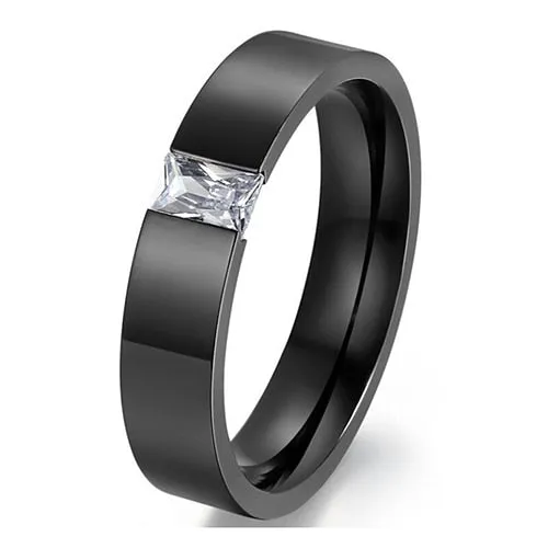 Black Round Zircon Ring for Women Gold Jewelry