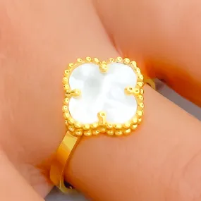 Blooming Mother Of Pearl 21K Gold Ring