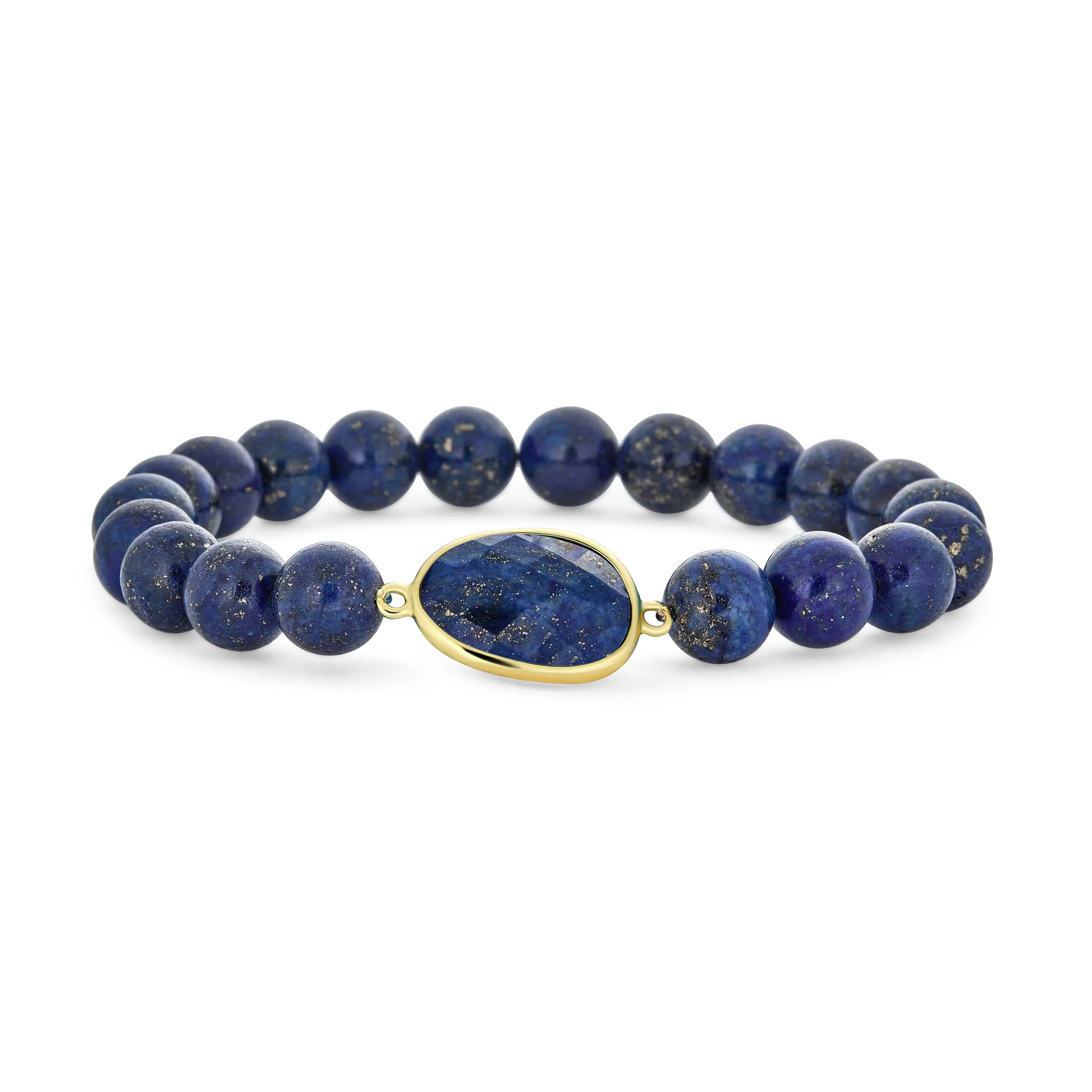 Boho Stacking Gemstone Stretch Bracelet with Lapis Amethyst & Turquoise Hearts 8MM