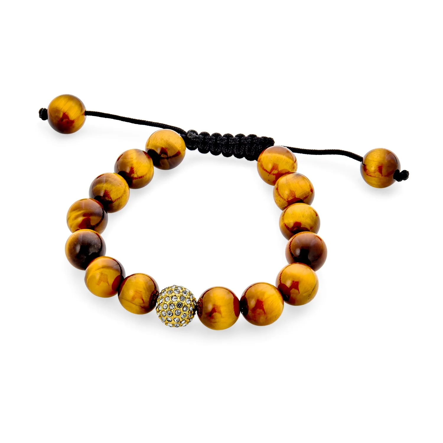 Brown Tiger Eye Genuine Black Brown Leather Multi Strand Wrap Bracelet