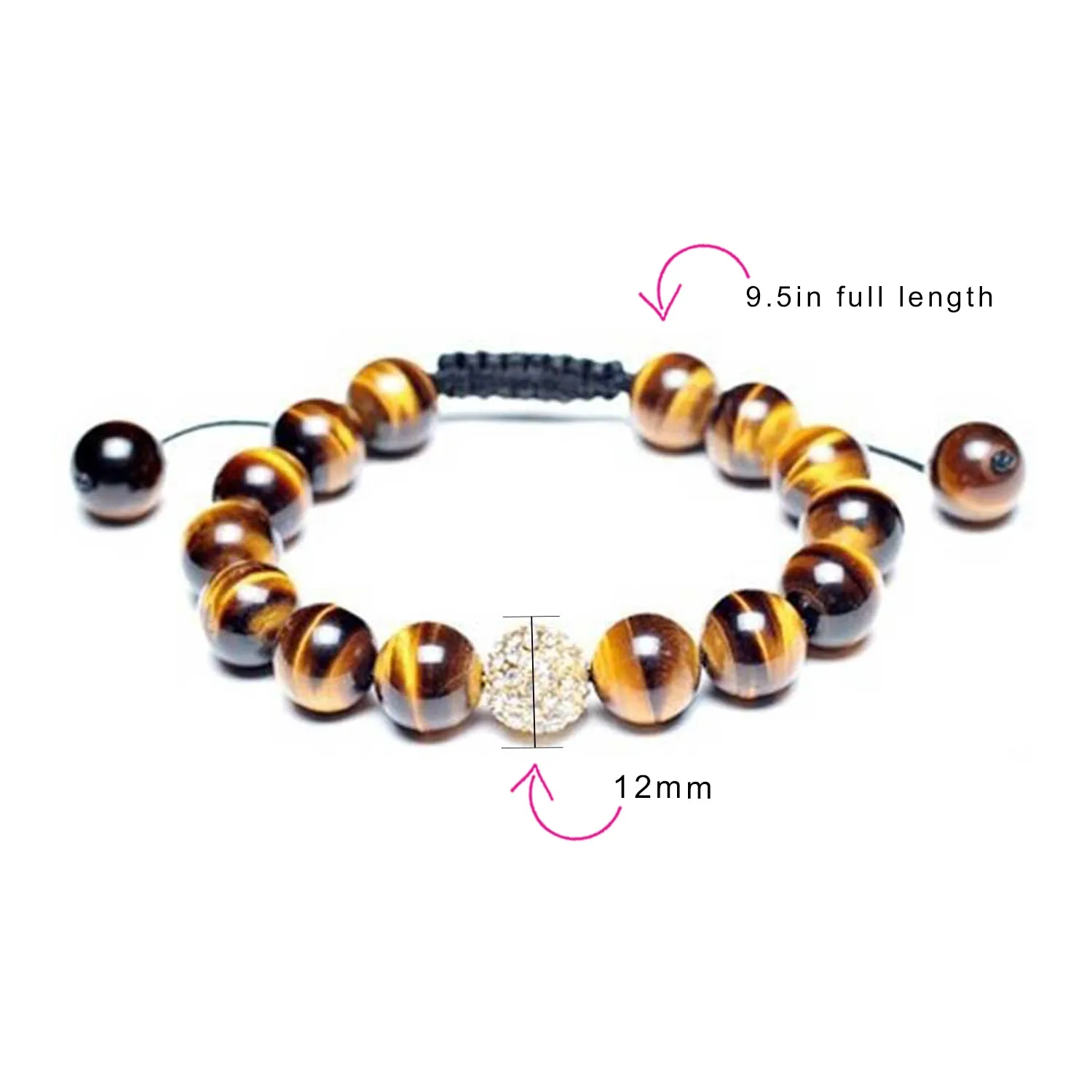 Brown Tiger Eye Genuine Black Brown Leather Multi Strand Wrap Bracelet