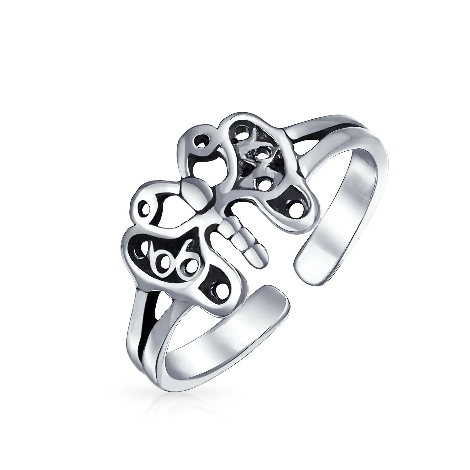 Butterfly Filigree Midi Toe Ring Oxidized Silver Sterling Band