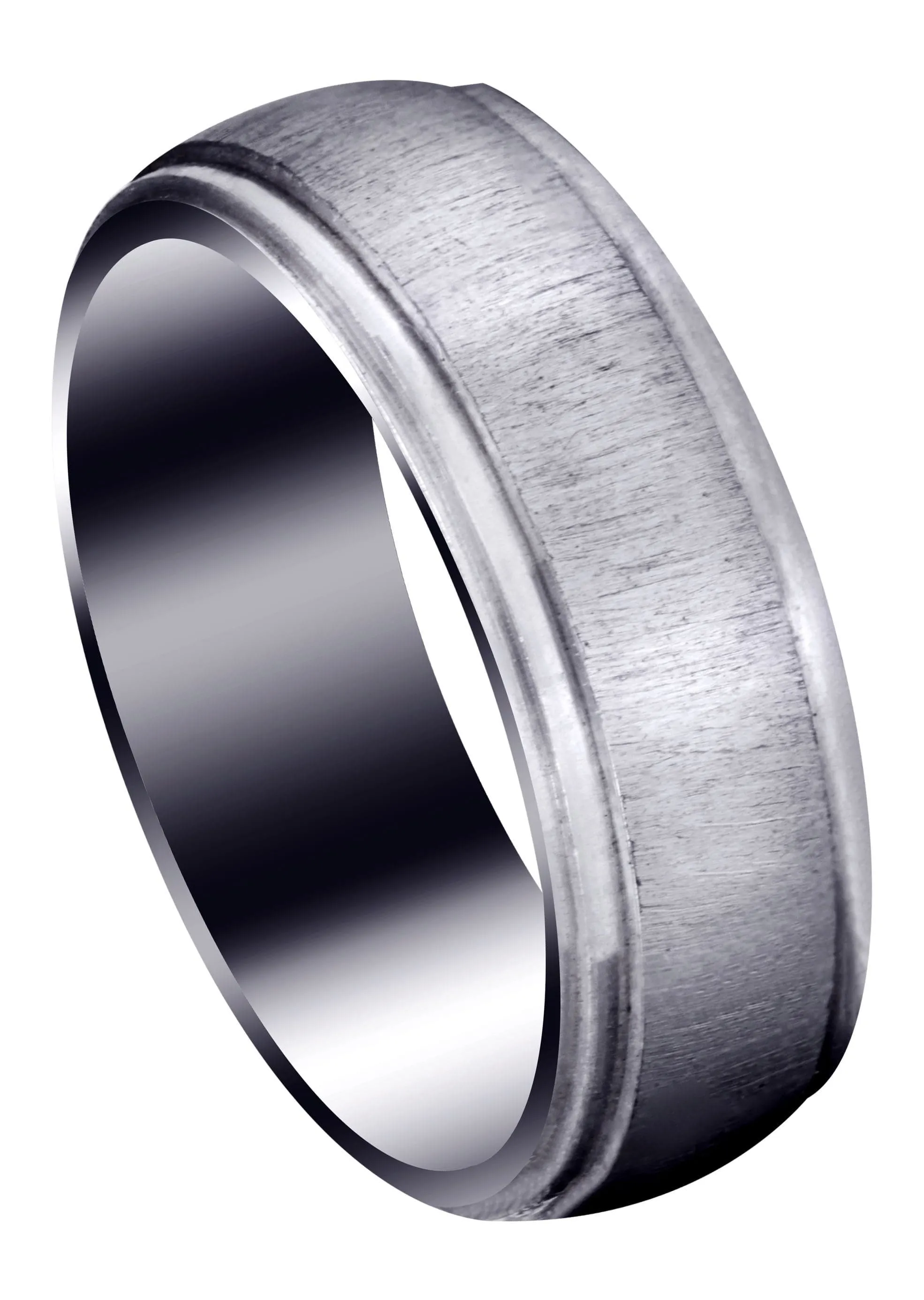 Carved Simple Mens Wedding Band | Cross Satin Finish (Xavier)