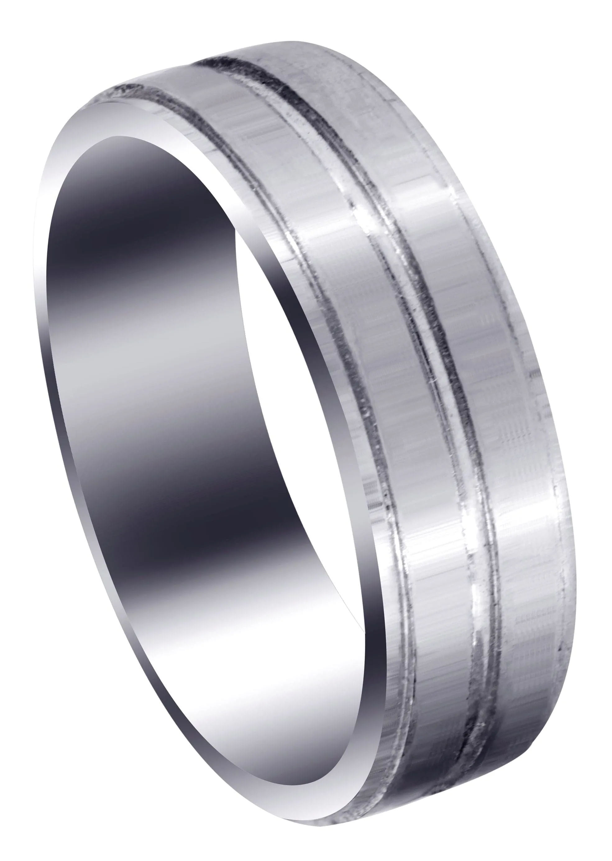 Carved Simple Mens Wedding Band | Satin Finish (Benjamin)