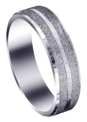 Carved Simple Mens Wedding Band | Stone Finish (Kayden)