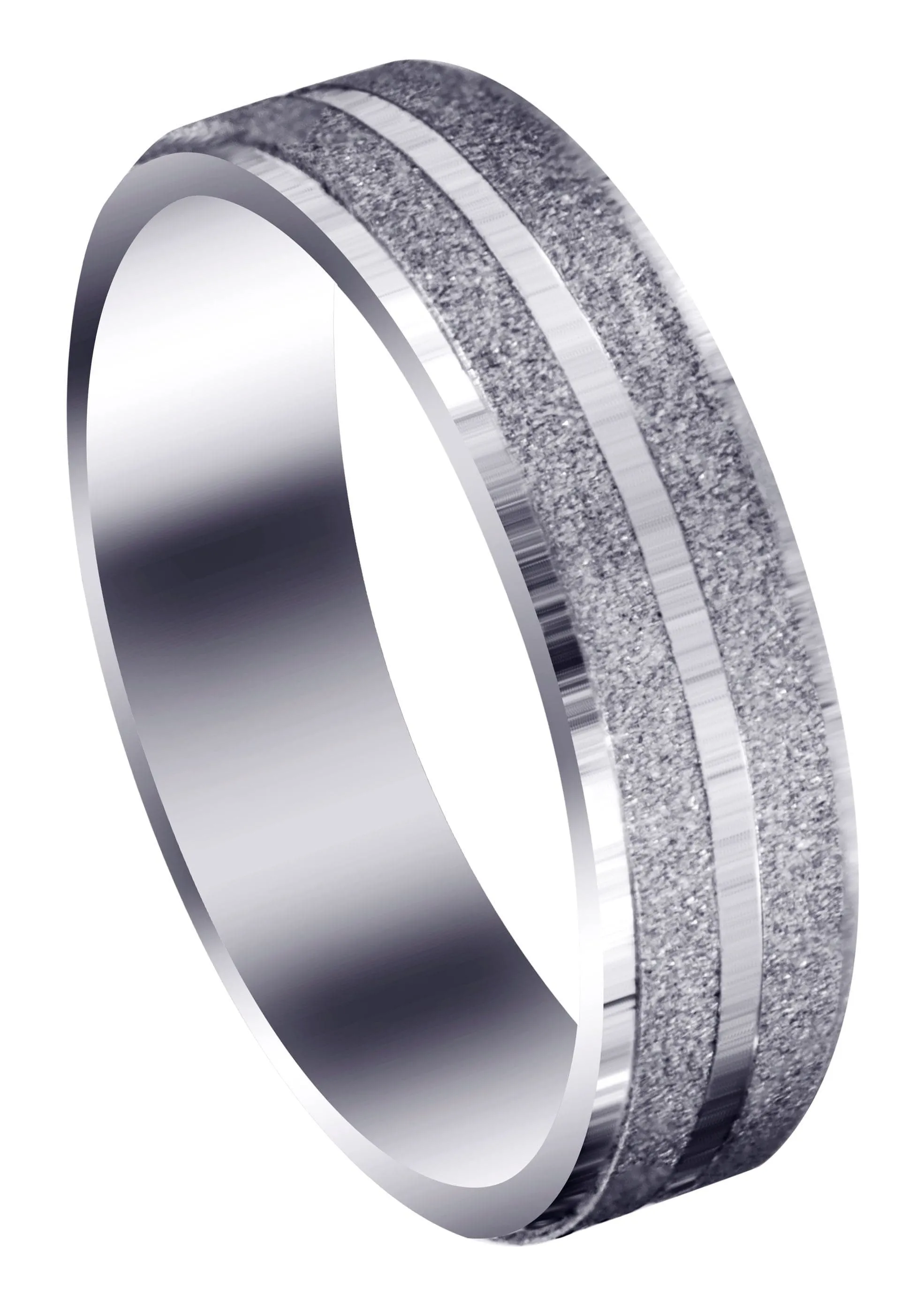 Carved Simple Mens Wedding Band | Stone Finish (Kayden)