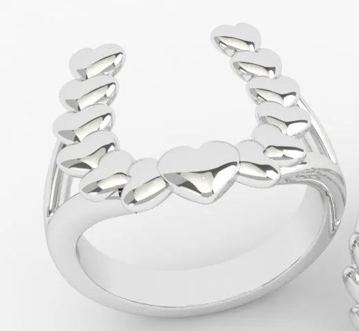 Cascading Heart Horseshoe Ring