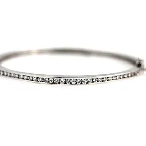 Channel Set White Gold Diamond Bangle Bracelet