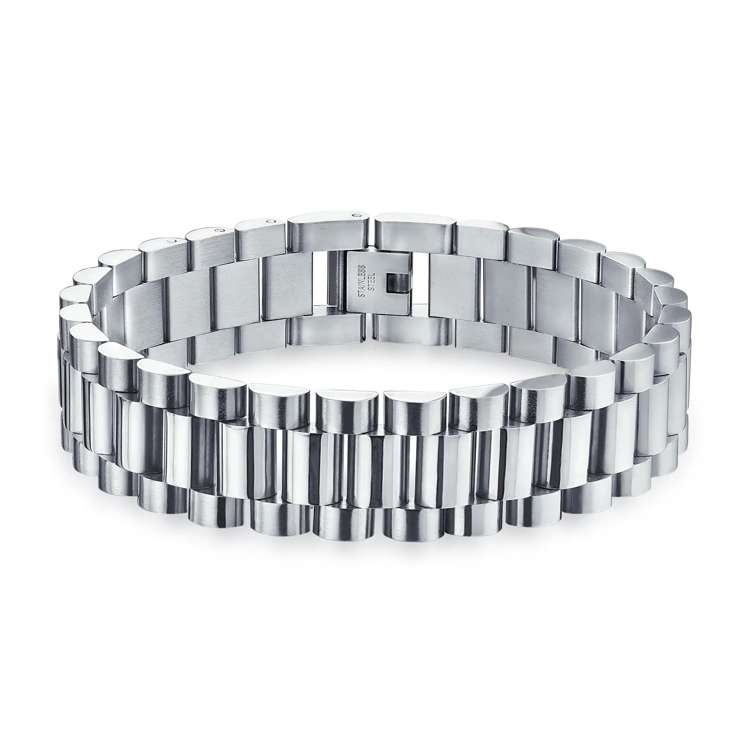 Classic Geometric Chain Link Bracelet for Men Silver Tone Stainless Steel