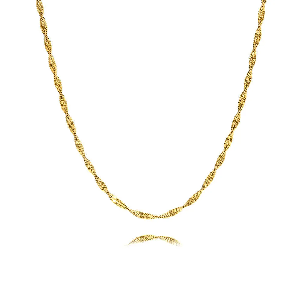 Classic Twist Snake Bone 18K Gold Plated Chain Necklace