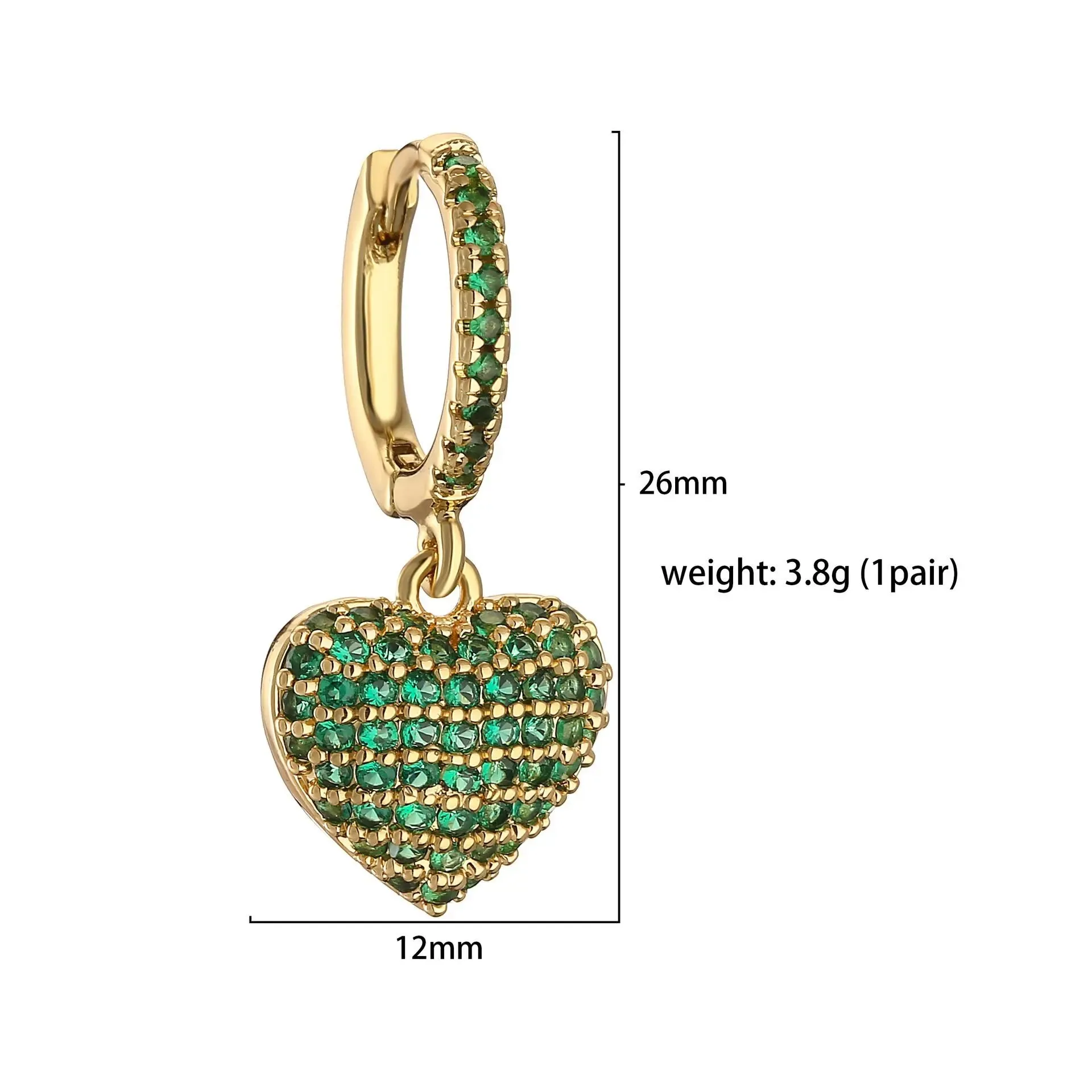 Colorful Zircon Love Heart Hoop Earrings