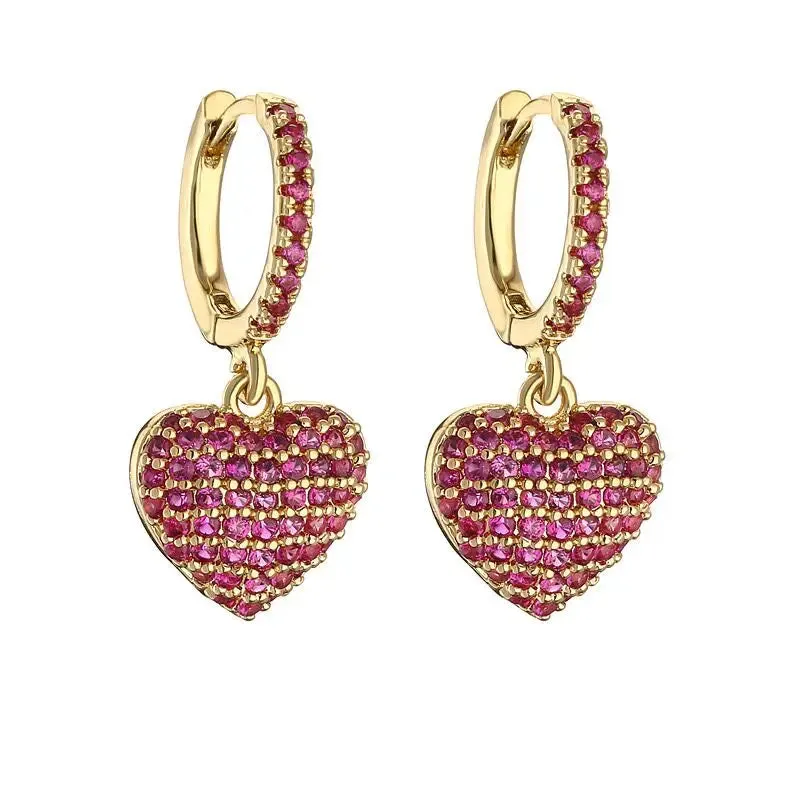 Colorful Zircon Love Heart Hoop Earrings