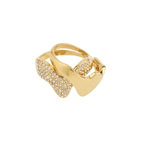 CONNECT 2-in-1 set crystal rings gold-plated