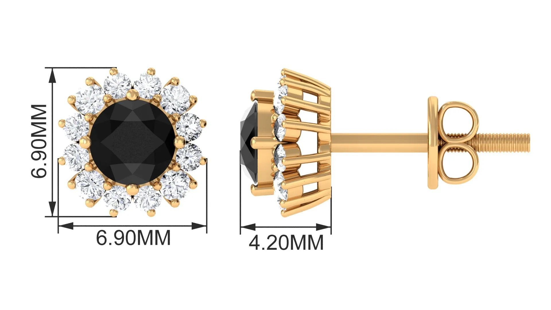 Created Black Diamond Classic Halo Stud Earrings with Diamond