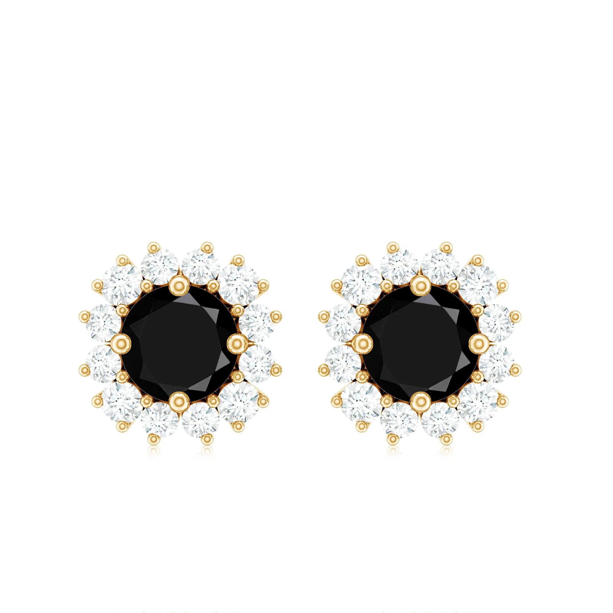 Created Black Diamond Classic Halo Stud Earrings with Diamond