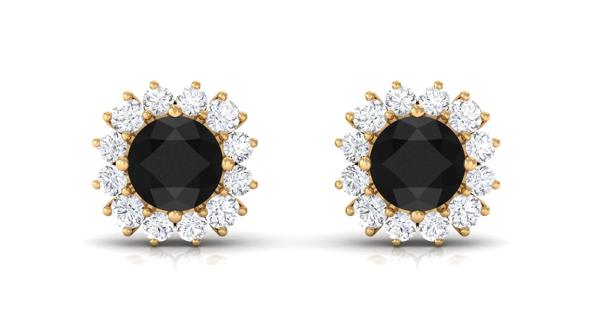 Created Black Diamond Classic Halo Stud Earrings with Diamond