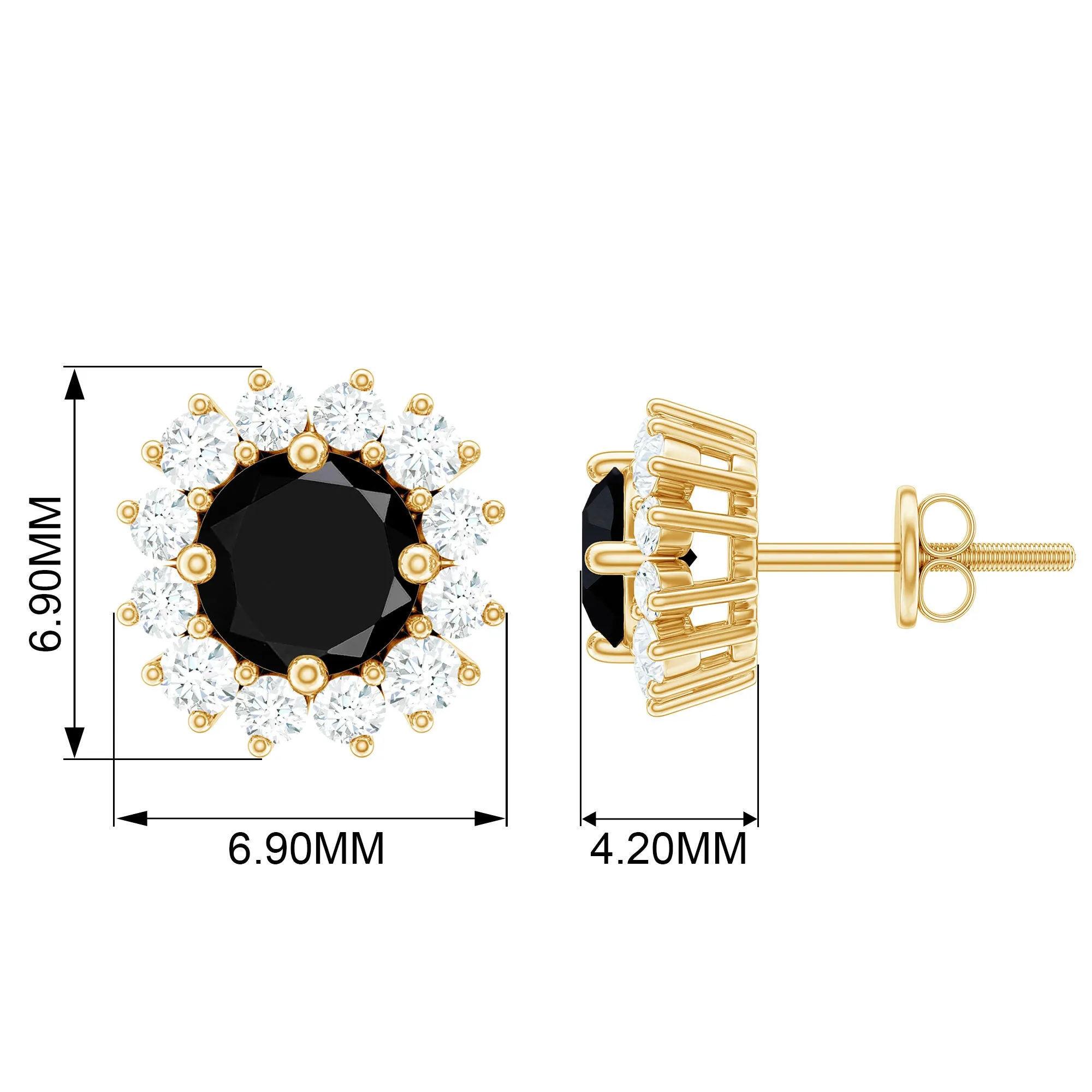 Created Black Diamond Classic Halo Stud Earrings with Diamond