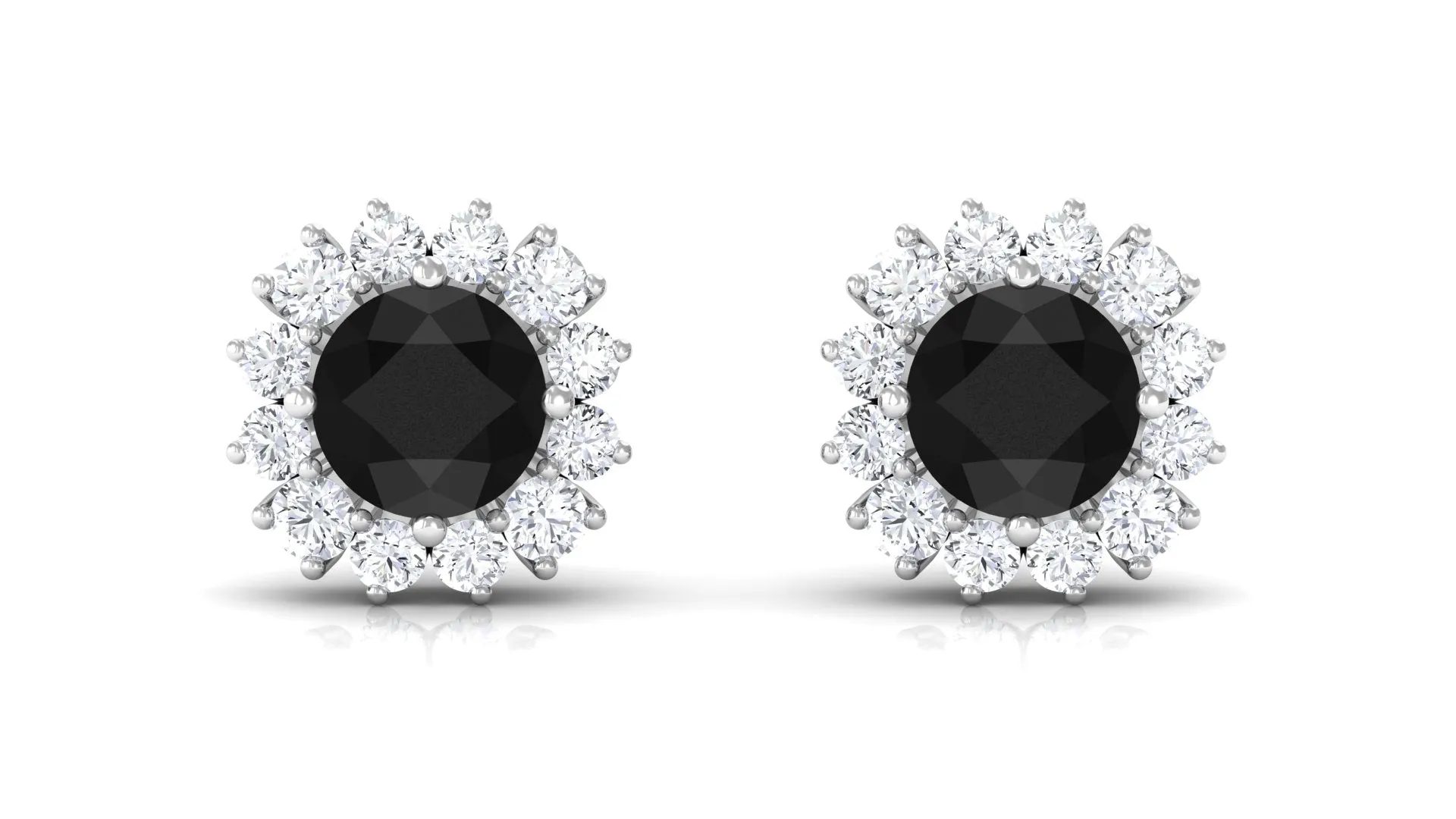 Created Black Diamond Classic Halo Stud Earrings with Diamond