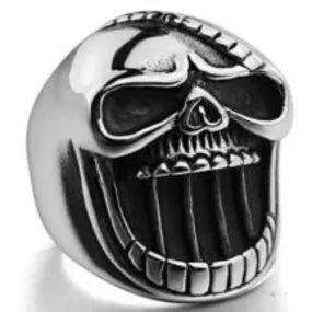 Daniel Smart Stainless Steel Big Face Skull Biker Ring