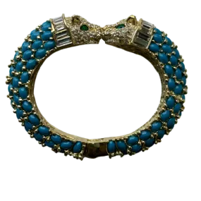 Dark Blue Turquoise Double Headed Panther Bracelet