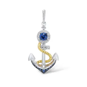 Delicate Anchor with Created Diamonds Pendant