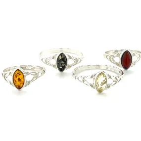 Delicate Celtic Inspired Amber Ring