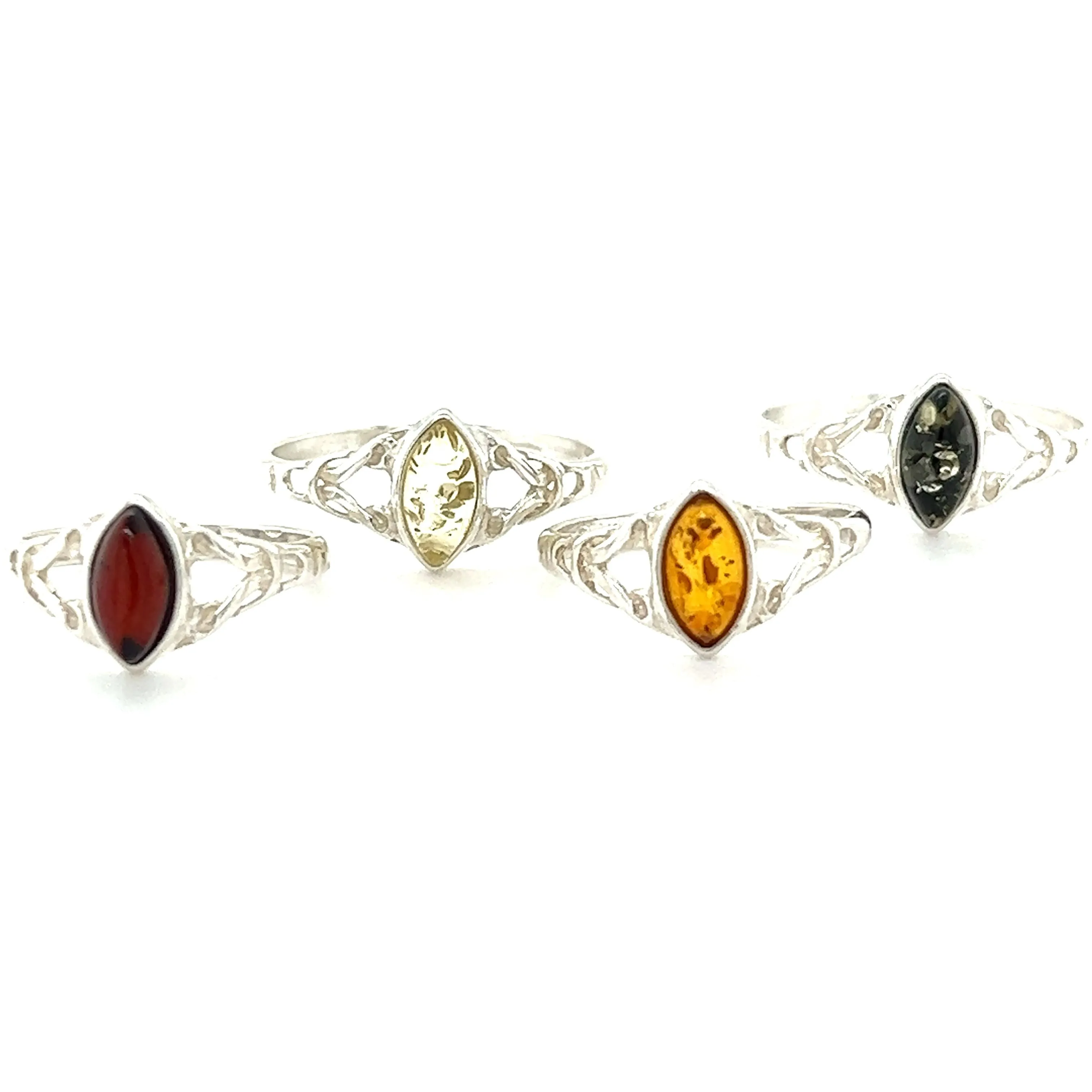 Delicate Celtic Inspired Amber Ring